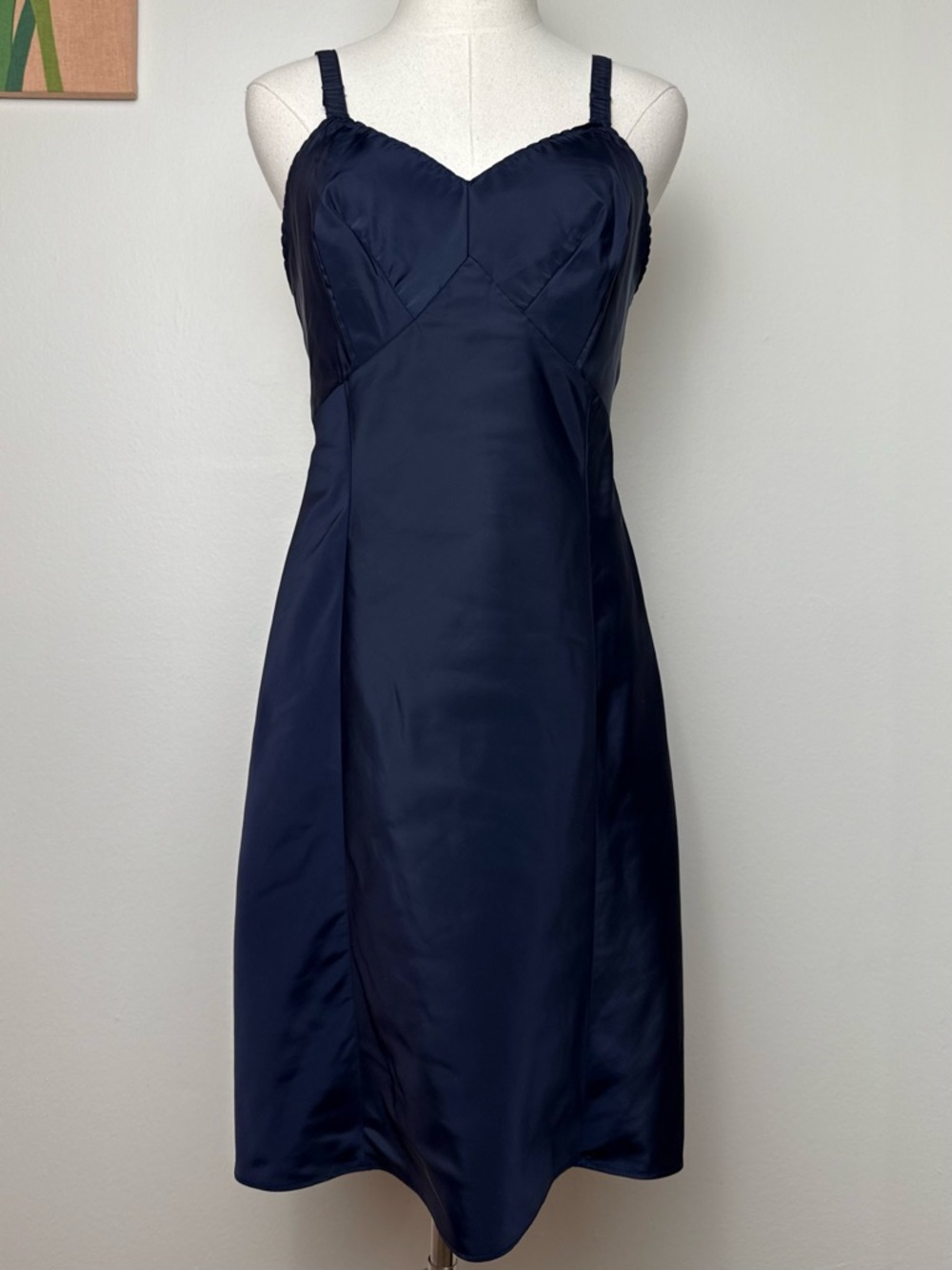True Vintage 50s 60s Wondermaid Molded Magic Lingerie Dark Navy Blue Slip 34